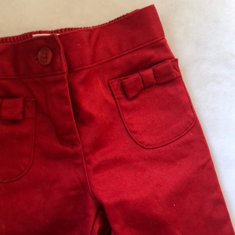 Janie and Jack Red Bow Pockets Girls Pants